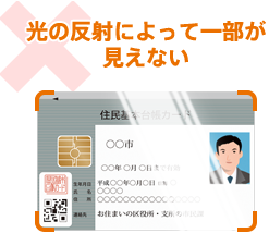 光の反射によって一部が見えない