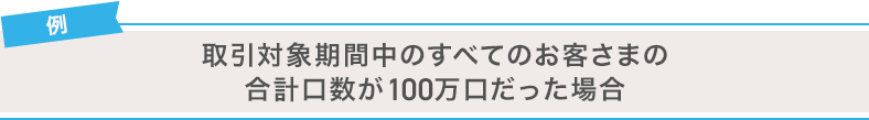 例 取引対象期間中のすべてのお客さまの合計口数が100万口だった場合