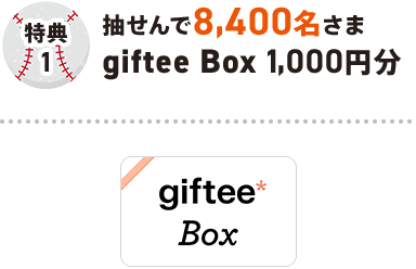 特典① 抽せんで8,400名さまgiftee Box 1,000円分