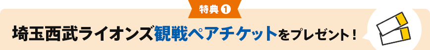 特典①埼玉西武ライオンズ観戦ペアチケットをプレゼント!