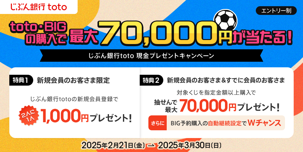 じぶん銀行toto 現金プレゼントキャンペーン