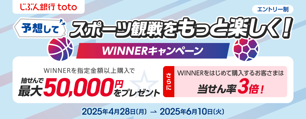 じぶん銀行toto 予想してスポーツ観戦をもっと楽しく! WINNERキャンペーン