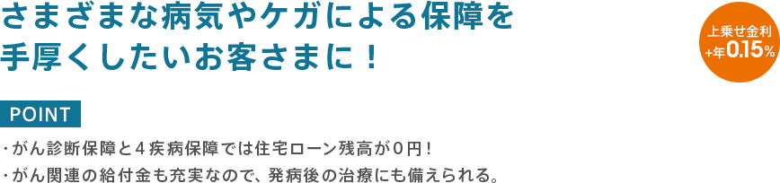 さまざまな病気やケガによる保障を手厚くしたいお客さまに!