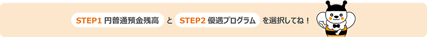 円普通預金残高と優遇プログラムを選択してね!