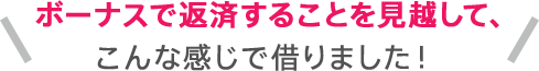 ボーナスで返済することを見越して、こんな感じで借りました!