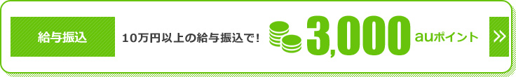 給与振込 10万円以上の給与振込で！3,000auポイント