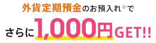 外貨定期預金のお預入れ※でさらに1,000円GET!!