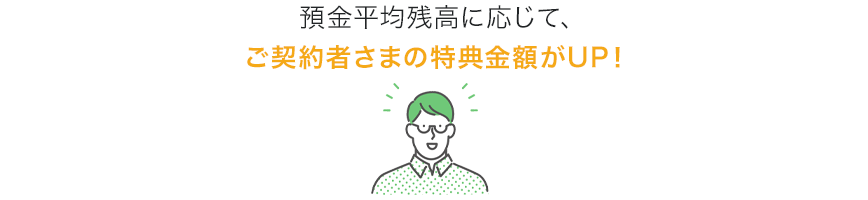 預金平均残高に応じて、ご契約者さまの得点金額がUP!